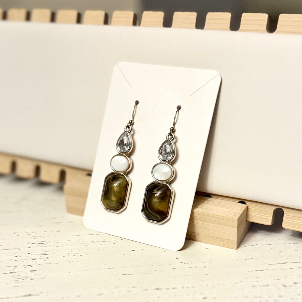 Halston Stacked Stone Drop Earrings 🏷️ - Picture 4 of 4